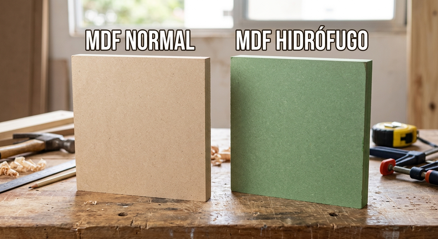 MDF Normal vs MDF Hidrófugo Verde — comparação visual